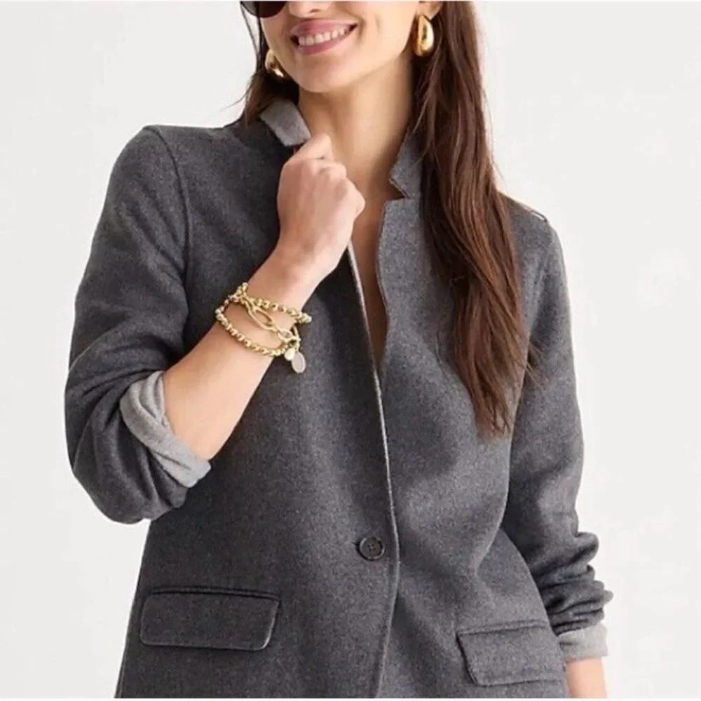 JCrew Leighton Wool Blend Light Gray Blazer Size 2 Office Career